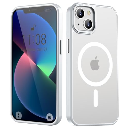 HGH Magnetisch Hülle für iPhone 13 6,1 Zoll Kompatibel mit MagSafe, Transluzente Matt Rückseite Dünn Stoßfest Handyhülle für iPhone 13 (Transparent) von HGH