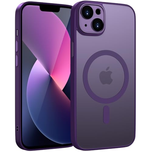 HGH Magnetisch Hülle für iPhone 13 6,1 Zoll Kompatibel mit MagSafe Kabellosem Laden, Durchscheinende Matt Handyhülle iPhone 13 Dünn Stoßfest Schutzhülle kameraschutz iPhone 13 Case-Dunkel Violet von HGH