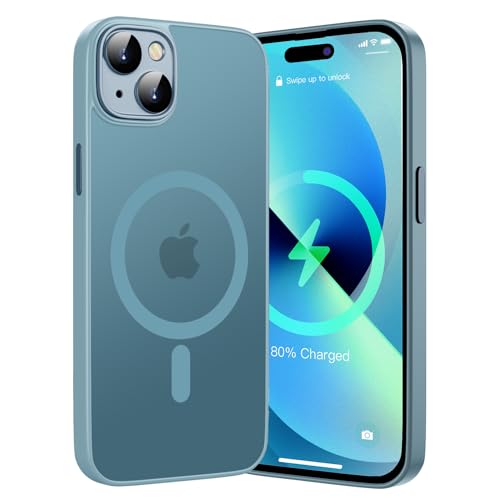 HGH Magnetisch Hülle für iPhone 15 Kompatibel mit MagSafe Kabellosem Laden, Stoßfest Handyhülle, Schutzhülle Kratzfeste durchscheinend matt Rückseite für iPhone 15 case 6,1 Zoll(Yuanfeng Blau) von HGH