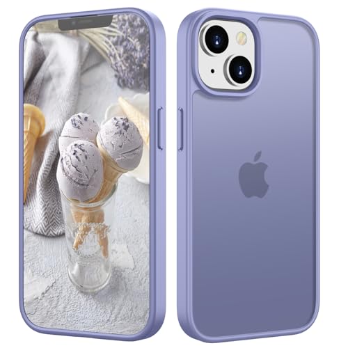 HGH Matt Hülle für iPhone 13 Mini 5,4 Zoll, [Militärschutz] Schutzhülle Samtige Touch Matt Anti-Kratzen, Durchscheinende Rückseite Schutzhülle, Anti-Fingerabdruck (Lila) von HGH