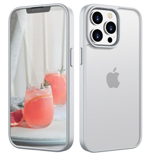 HGH Matt Hülle für iPhone 13 Pro 6,1 Zoll, [Militärschutz] Schutzhülle Samtige Touch Matt Anti-Kratzen, Durchscheinende Rückseite Schutzhülle, Anti-Fingerabdruck (Weiß) von HGH