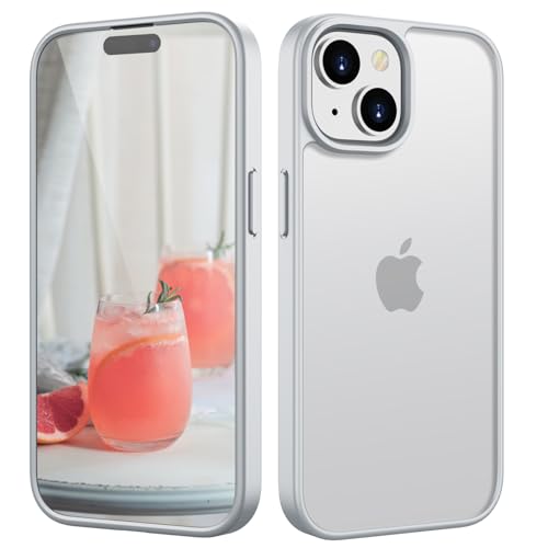 HGH Matt Hülle für iPhone 15 6,1 Zoll, [Militärschutz] Schutzhülle Samtige Touch Matt Anti-Kratzen, Durchscheinende Rückseite Schutzhülle, Anti-Fingerabdruck (Weiß) von HGH