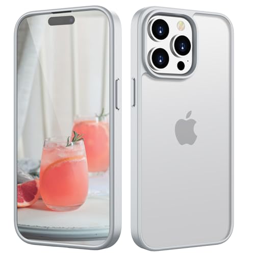 HGH Matt Hülle für iPhone 15 Pro 6,1 Zoll, [Militärschutz] Schutzhülle Samtige Touch Matt Anti-Kratzen, Durchscheinende Rückseite Schutzhülle, Anti-Fingerabdruck (Weiß) von HGH