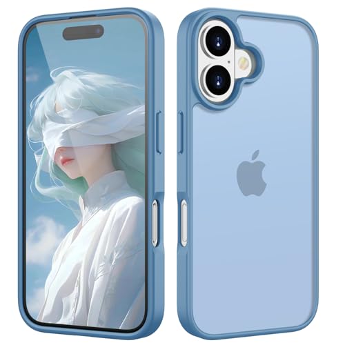 HGH Matt Hülle für iPhone 16 6,1 Zoll, [Militärschutz] Schutzhülle Samtige Touch Matt Anti-Kratzen, Durchscheinende Rückseite Schutzhülle, Anti-Fingerabdruck (Baby blau) von HGH