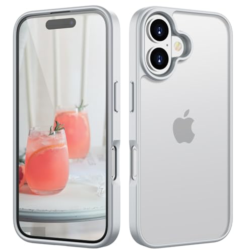 HGH Matt Hülle für iPhone 16 6,1 Zoll, [Militärschutz] Schutzhülle Samtige Touch Matt Anti-Kratzen, Durchscheinende Rückseite Schutzhülle, Anti-Fingerabdruck (Weiß) von HGH