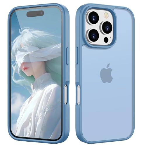 HGH Matt Hülle für iPhone 16 Pro 6,3 Zoll, [Militärschutz] Schutzhülle Samtige Touch Matt Anti-Kratzen, Durchscheinende Rückseite Schutzhülle, Anti-Fingerabdruck (Baby blau) von HGH