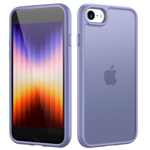 HGH Matt Hülle für iPhone SE 3/2 (2022/2020), für iPhone 8/7, [Militärschutz] Schutzhülle Samtige Touch Matt Anti-Kratzen, Durchscheinende Rückseite Schutzhülle, Anti-Fingerabdruck (Lila) von HGH