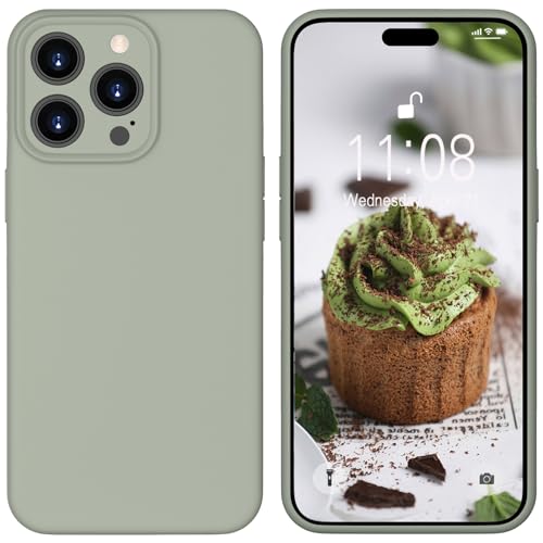 HGH Silikon Hülle für iPhone 15 Pro Max, Handyhülle für iPhone 15 Pro Max Hülle Dünn, 3-Schicht-Struktur FallSchutz Case mit Weiches Mikrofaser Futter Matt Hülle für iPhone 15 Pro Max 6.7" Agavengrün von HGH