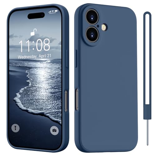 HGH für iPhone 16 Hülle Silikon mit 1 Lanyard, Handyhülle für iPhone 16 Dünn Rundumschutz mit Microfiber-Innenfutter Kratzfest Schutzhülle Case Hülle für iPhone 16 6.1" Dunkel Blau HGH für iPhone 16 Hülle Silikon mit 1 Lanyard, Handyhülle für iPhone 16 Dünn Rundumschutz mit Microfiber-Innenfutter Kratzfest Schutzhülle Case Hülle für iPhone 16 6.1" Dunkel Blau von HGH