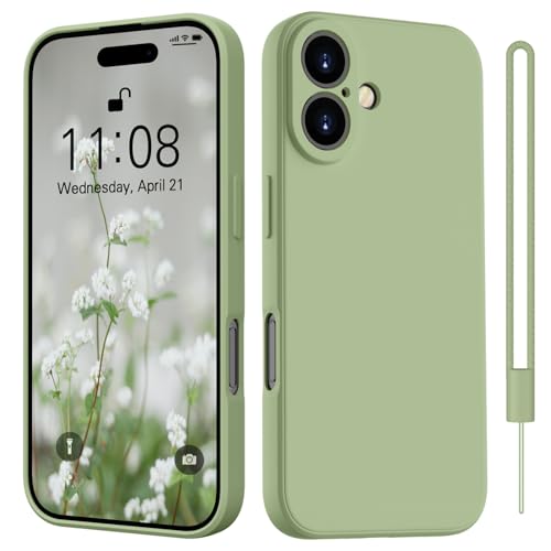 HGH für iPhone 16 Hülle Silikon mit 1 Lanyard, Handyhülle für iPhone 16 Dünn Rundumschutz mit Microfiber-Innenfutter Kratzfest Schutzhülle 6.1" Matcha-Grün HGH für iPhone 16 Hülle Silikon mit 1 Lanyard, Handyhülle für iPhone 16 Dünn Rundumschutz mit Microfiber-Innenfutter Kratzfest Schutzhülle 6.1" Matcha-Grün von HGH