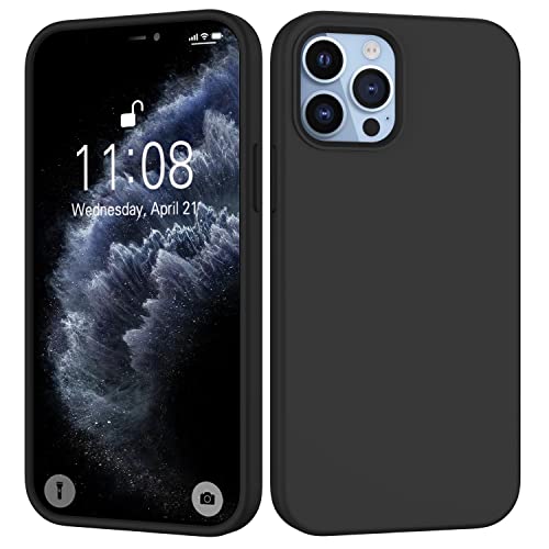 HGH für iPhone 12 Hülle,iPhone 12 Pro Hülle Liquid Silikon,Handyhülle iPhone 12/12 Pro Case Cover Kratzfeste Dünn Kameraschutz Weichem Microfiber-Innenfutter für iPhone 12/12 Pro 6.1" Matt Schwarz von HGH