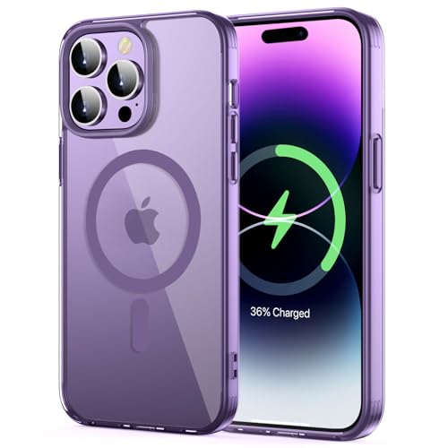 HGH für iPhone 14 Pro Hülle, Kompatibel mit MagSafe, Militärnorm Schutz case, vergilbungsbeständig, Kratzfeste Rückseite, magnetisches HandyHülle für iPhone 14 Pro,Dunkelviolett von HGH