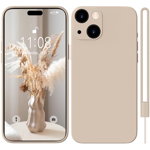 HGH für iPhone 15 Hülle Silikon mit 1 Lanyard, Handyhülle für iPhone 15 Case Ultra Dünne Rundumschutz mit Weichem Microfiber-Innenfutter Stoßfeste Kratzfest Schutzhülle für iPhone 15 6.1" Khaki von HGH