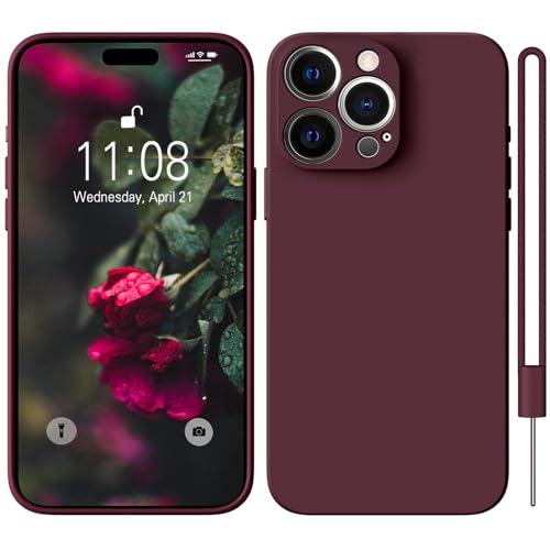 HGH für iPhone 15 Pro Max Hülle Silikon, Handyhülle für iPhone 15 Pro Max Case Dünne Rundumschutz mit Weichem -Innenfutter Schutzhülle Case für iPhone 15 Pro Max 6.7" Dunkel Rot von HGH