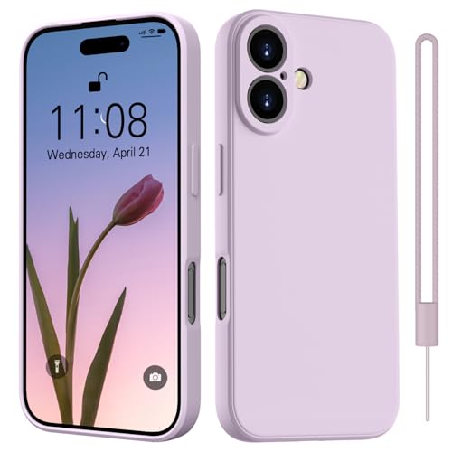 HGH für iPhone 16 Hülle Silikon mit 1 Lanyard, Handyhülle für iPhone 16 Dünn Rundumschutz mit Microfiber-Innenfutter Kratzfest Schutzhülle Hülle für iPhone 16 6.1" Lila HGH für iPhone 16 Hülle Silikon mit 1 Lanyard, Handyhülle für iPhone 16 Dünn Rundumschutz mit Microfiber-Innenfutter Kratzfest Schutzhülle Hülle für iPhone 16 6.1" Lila von HGH