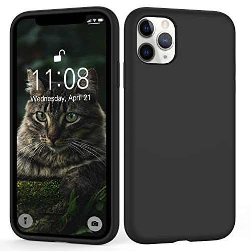 HGH iPhone 11 Pro Hülle Liquid Silikon,Handyhülle iPhone 11 Pro Case Cover Silikon Kratzfeste Ultra Dünn Kameraschutz Weichem Microfiber-Innenfutter für iPhone 11 Pro 5.8" Schwarz von HGH