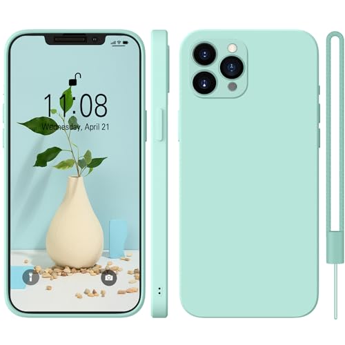 HGH iPhone 11 Pro Hülle Silikon mit 1 Lanyard, Handyhülle iPhone 11 Pro Case Ultra Dünne Rundumschutz mit Weichem Microfiber-Innenfutter Kratzfest Schutzhülle für iPhone 11 Pro 5.8" Mint Grün von HGH