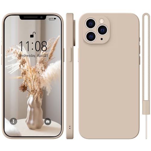 HGH iPhone 11 Pro Max Hülle Silikon mit Band, Handyhülle iPhone 11 Pro Max Case Microfiber-Innenfutter iPhone 11 Pro Max Shockproof Kameraschutz Schutzhülle iPhone 11 Pro Max Hülle Dünn,Khaki von HGH