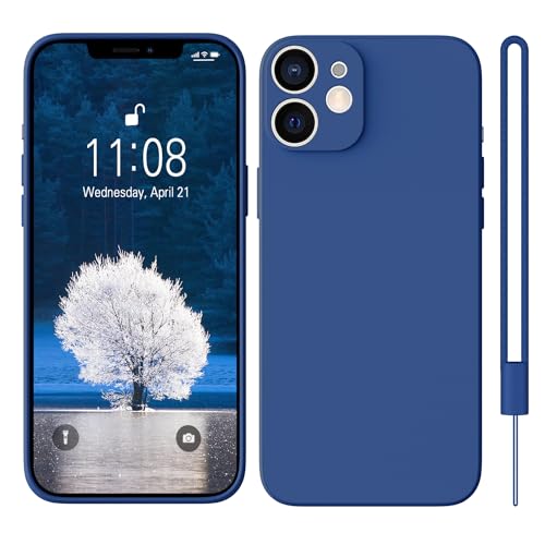 HGH iPhone 12 Mini Hülle Silikon mit 1 Lanyard, Handyhülle iPhone 12 Mini Case Ultra Dünne Rundumschutz mit Weichem Microfiber-Innenfutter Kratzfest Schutzhülle für iPhone 12 Mini 5.4" Königsblau von HGH