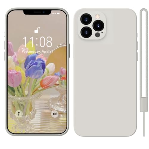 HGH iPhone 12 Pro Max Hülle Silikon mit Lanyard, Handyhülle iPhone 12 Pro Max Case Microfiber-Innenfutter iPhone 12 Pro Max Shockproof Kameraschutz Schutzhülle iPhone 12 Pro Max Hülle Dünn,Retro-Weiß von HGH