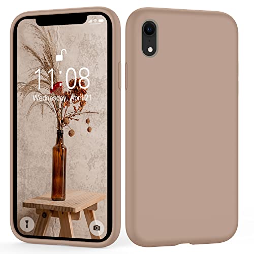 HGH iPhone XR Hülle Liquid Silikon,Handyhülle iPhone XR Case Cover [Soft Anti-Scratch Microfiber Lining] Dünn Full Body Protection Stoßfest kameraschutz Schutzhülle für iPhone XR 6.1" Braun von HGH