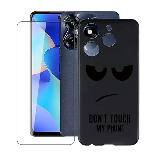 HGJTF Handyhülle für Tecno Spark 10 Pro (6.8") mit 1 Stück Gehärtetem Glas Schutzfolie, Stoßfeste Kratzfeste Schutzhülle Case Weiche Silikon TPU Hülle für Tecno Spark 10 Pro - Große Augen von HGJTF