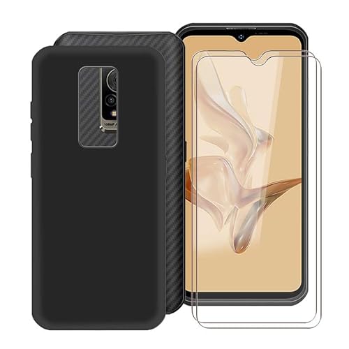 HGJTF Handyhülle für Ulefone Armor 17 Pro Hülle (6.58") + 2 Stück Schutzfolie, Schwarz Weiche Silikon TPU Bumper Kratzfest Schutzhülle Tasche mit Gehärtetem Glas für Ulefone Armor 17 Pro - Schwarz von HGJTF