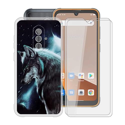 HGJTF Hülle für Blackview BV5200 Pro (6.1") mit 2 Stück Gehärtetem Glas Schutzfolie, Transparent Silikon Handyhülle Stoßfest Weich TPU Schutzhülle Tasche für Blackview BV5200 Pro - Einsam von HGJTF