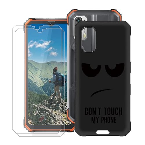HGJTF Hülle für Blackview BV7100 (6.58") + 2 Stück Schutzfolie, Gehärtetem Glasfolie + Schwarz Weiche Silikon Handyhülle TPU Bumper Kratzfest Cover Schutzhülle Tasche für Blackview BV7100 - DUO5 von HGJTF