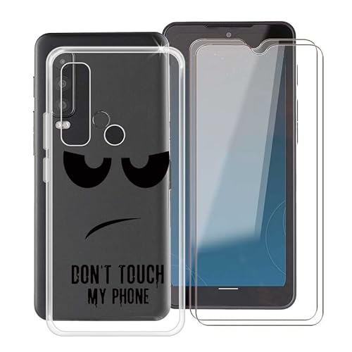 HGJTF Hülle für Cat S75 (6.6") mit 2 Stück Gehärtetem Glas Schutzfolie, Transparent Silikon Handyhülle Stoßfest Weich TPU Schutzhülle Tasche für Cat S75 - Nicht Tasten von HGJTF