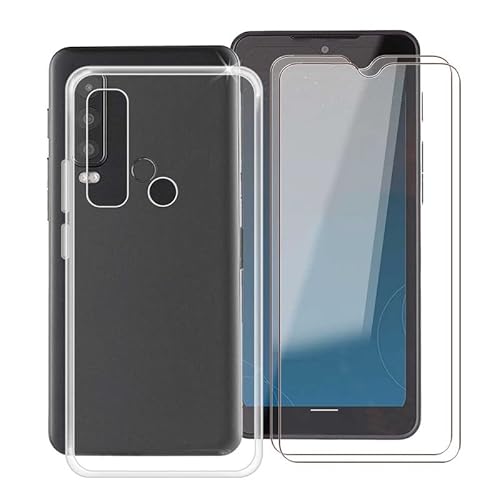 HGJTF Hülle für Cat S75 (6.6") mit 2 Stück Gehärtetem Glas Schutzfolie, Transparent Silikon Handyhülle Stoßfest Weich TPU Schutzhülle Tasche für Cat S75 - Transparent von HGJTF