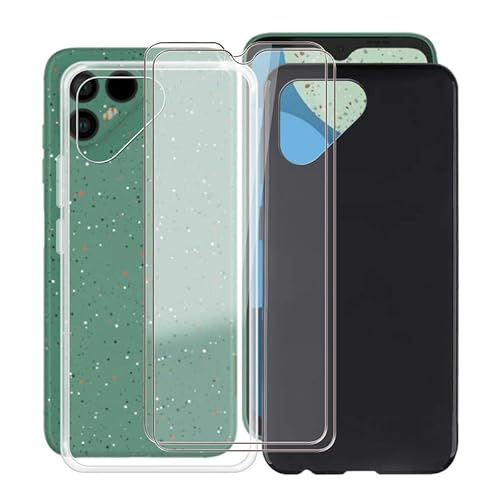 HGJTF Hülle für Fairphone 4 (6.3") Transparent + Schwarz Handyhülle + [2 Stück] Gehärteter Film Schutzfolie - Stoßfest Weich Silikon Flexibel TPU Schutzhülle Cover für Fairphone 4 von HGJTF