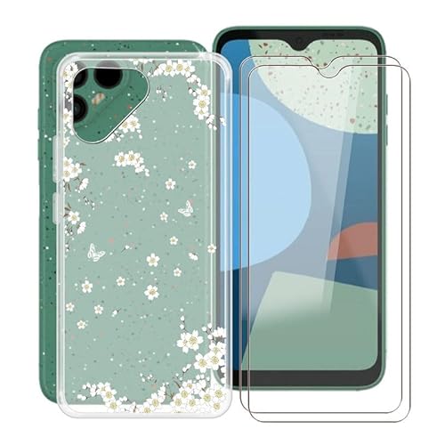 HGJTF Hülle für Fairphone 4 (6.3") mit 2 Stück Gehärtetem Glas Schutzfolie, Translucent Silikon Handyhülle Stoßfest Weich TPU Schutzhülle Tasche für Fairphone 4 - WM91 von HGJTF