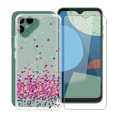 HGJTF Hülle für Fairphone 4 (6.3") mit Gehärtetem Glas Schutzfolie, Ultra Dünn Stoßfest Handyhülle Silikon Case Kratzfest Weiche TPU Tasche für Fairphone 4 - Rotes Herz von HGJTF