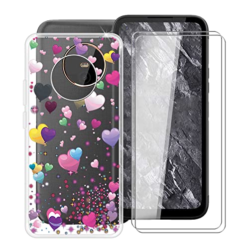 HGJTF Hülle für Gigaset GX6 (6.6") mit 2 Stück Gehärtetem Glas Schutzfolie, Transparent Silikon Handyhülle Stoßfest Weich TPU Schutzhülle Tasche für Gigaset GX6 - Liebe Ballon von HGJTF