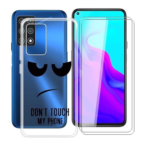HGJTF Hülle für Hafury GT20 (6.4") + 2 Stück Gehärtetes Glas, Handyhülle Transparent Silikon TPU Bumper Cover Schutzhülle + Gehärtetes Glas Film für Hafury GT20 - DUO5 von HGJTF