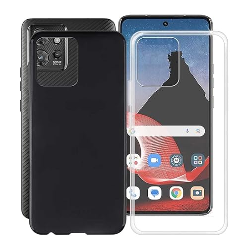 HGJTF Hülle für Motorola ThinkPhone (6.6 Zoll), Schwarz + Transparent Handyhülle - Ultra Dünn Stoßfest Weiche Silikon Case, Flexibel TPU Bumper Tasche Schutzhülle für Motorola ThinkPhone von HGJTF