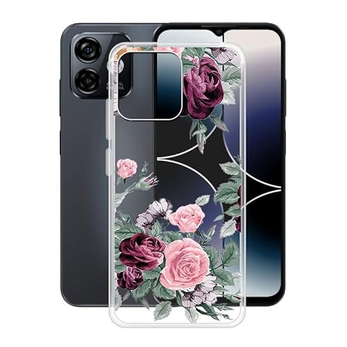 HGJTF Hülle für Ulefone Note 16 Pro (6.52"), Transparent Weiche TPU Bumper Handyhülle Case Ultra Dünn Stoßfest Kratzfest Silikon Schutzhülle Tasche für Ulefone Note 16 Pro - Rote Rose von hattie's