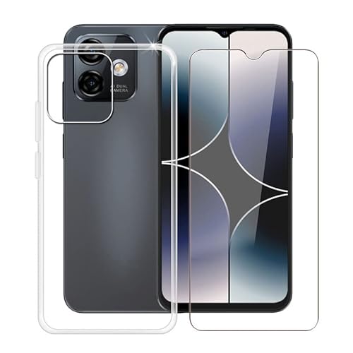 HGJTF Hülle für Ulefone Note 16 Pro (6.52") mit Gehärtetem Glas Schutzfolie, Ultra Dünn Stoßfest Handyhülle Silikon Case Kratzfest Weiche TPU Tasche für Ulefone Note 16 Pro - Transparent von HGJTF