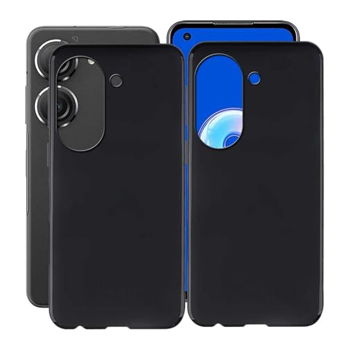 HGJTF Schutzhülle für Asus Zenfone 9 (5.9"), 2 Stück Weiches Silikon TPU Case Cover Bumper Anti-Kratzen Protective Tasche Hülle für Asus Zenfone 9 - Schwarz + Schwarz von HGJTF