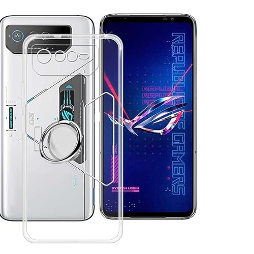 HGJTF Ultradünn TPU Bumper Schutzhülle Hülle für Asus ROG Phone 6 Pro (6.78"), mit 360° Rotating Magnet Ring Ständer, Stoßfest Transparent Weiche Silikon Cover Handyhülle für Asus ROG Phone 6 Pro von HGJTF