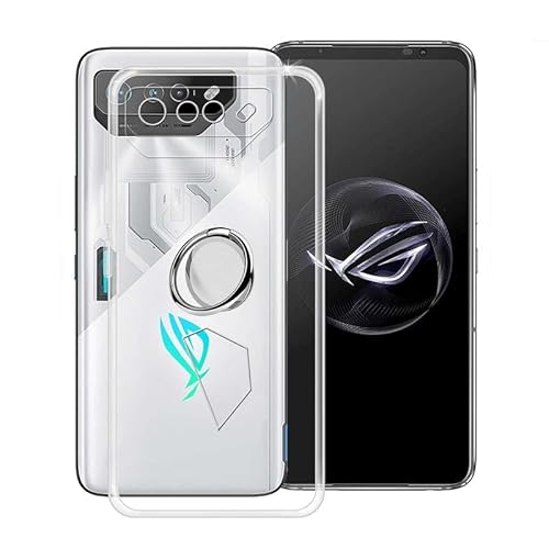 HGJTF Ultradünn TPU Bumper Schutzhülle Hülle für Asus ROG Phone 7 (6.78"), mit 360° Rotating Magnet Ring Ständer, Stoßfest Transparent Weiche Silikon Tasche Handyhülle für Asus ROG Phone 7 von HGJTF