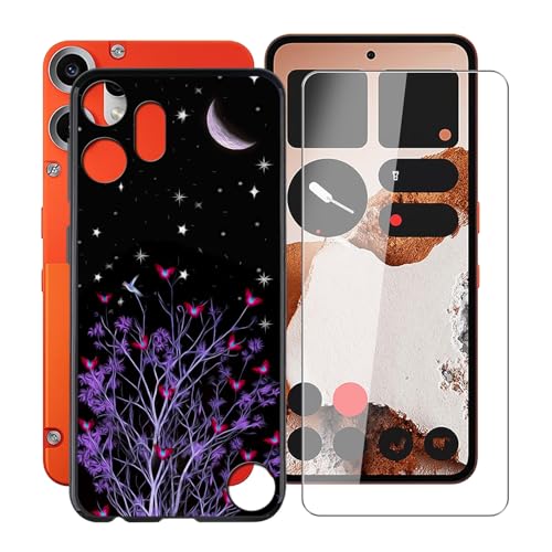 HGJTFANY Handyhülle für Nothing CMF Phone 2 Pro (6.77") mit Gehärtetem Glasfolie, Schwarz Weiche Silikon Stoßfeste Hülle Cover, Anti-Kratzer TPU Schutzhülle für Nothing CMF Phone 2 Pro - Lila Nacht von HGJTFANY