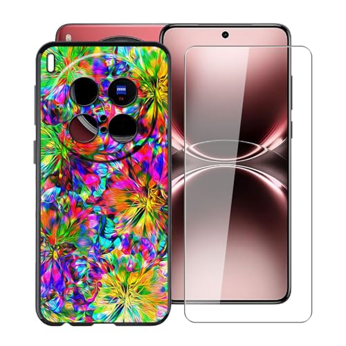 HGJTFANY Handyhülle für Vivo X200 Ultra (6.82") mit Gehärtetem Glasfolie, Schwarz Weiche Silikon Stoßfeste Hülle Cover, Anti-Kratzer TPU Schutzhülle für Vivo X200 Ultra - Bunt von HGJTFANY