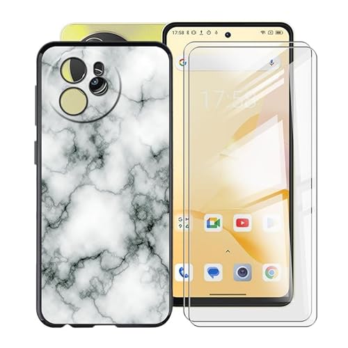 HGJTFANY Hülle für Blackview Shark 8 + [2 Stücks Gehärtetem Glasfolie Schutzfolie], Dünn Schwarz Weiche TPU Bumper Stoßfest Silikon Handyhülle Case für Blackview Shark 8 - Marmor von HGJTFANY