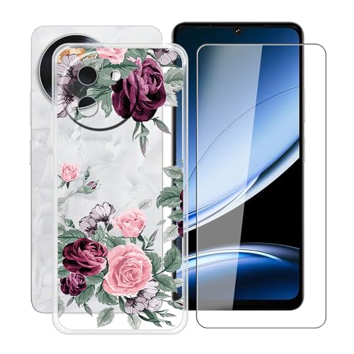 HGJTFANY Hülle für Doogee Note59 Pro+ (6.75") mit 1 Stück Gehärtetes Glas Schutzfolie, Ultra Dünn Weiche Silikon Handyhülle TPU Stoßfest Schutzhülle Cover für Doogee Note59 Pro+ - YQ12 von HGJTFANY