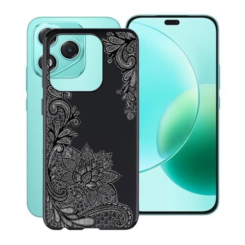 HGJTFANY Hülle für Honor 400 Lite (6.70"), Stoßfeste Kratzfeste Handyhülle Case, Ultra Dünn Weiche TPU Bumper (Anti-Fingerabdruck) Schutzhülle Tasche für Honor 400 Lite - Schwarze Rose von HGJTFANY