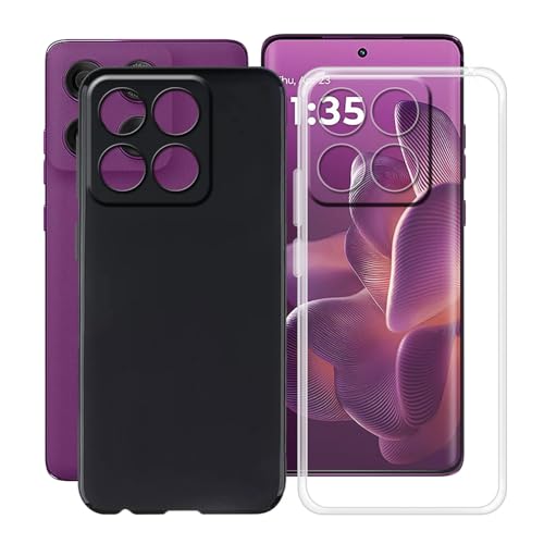 HGJTFANY Hülle für Motorola Edge 60 Pro (6.70 Zoll), Transparent Ultra Dünn Stoßfest Weiche Silikon Case, Schwarz Flexibel TPU Bumper Tasche Schutzhülle für Motorola Edge 60 Pro - [2 Stück] von HGJTFANY