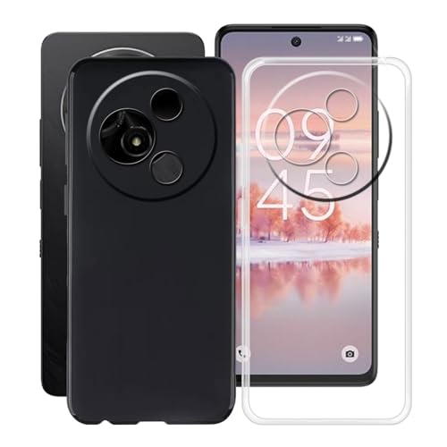 HGJTFANY Hülle für TCL 60 NXTpaper (6.80 Zoll), Transparent Ultra Dünn Stoßfest Weiche Silikon Case, Schwarz Flexibel TPU Bumper Tasche Schutzhülle für TCL 60 NXTpaper - [2 Stück] von HGJTFANY