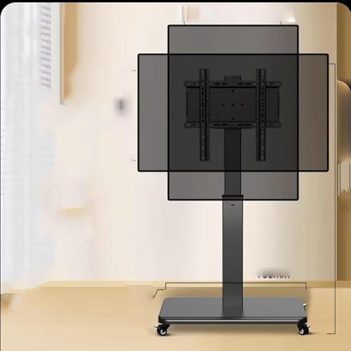 HGOuhK Mobiler TV-Ständer, mobiler TV-Wagen für 81,3 bis 75 Zoll Bildschirme bis zu 80 kg, Feststellräder, max. VESA 600 x 400, schwarzer mobiler TV-Wagen auf Rädern (40-75 Zoll Fernseher) von HGOuhK
